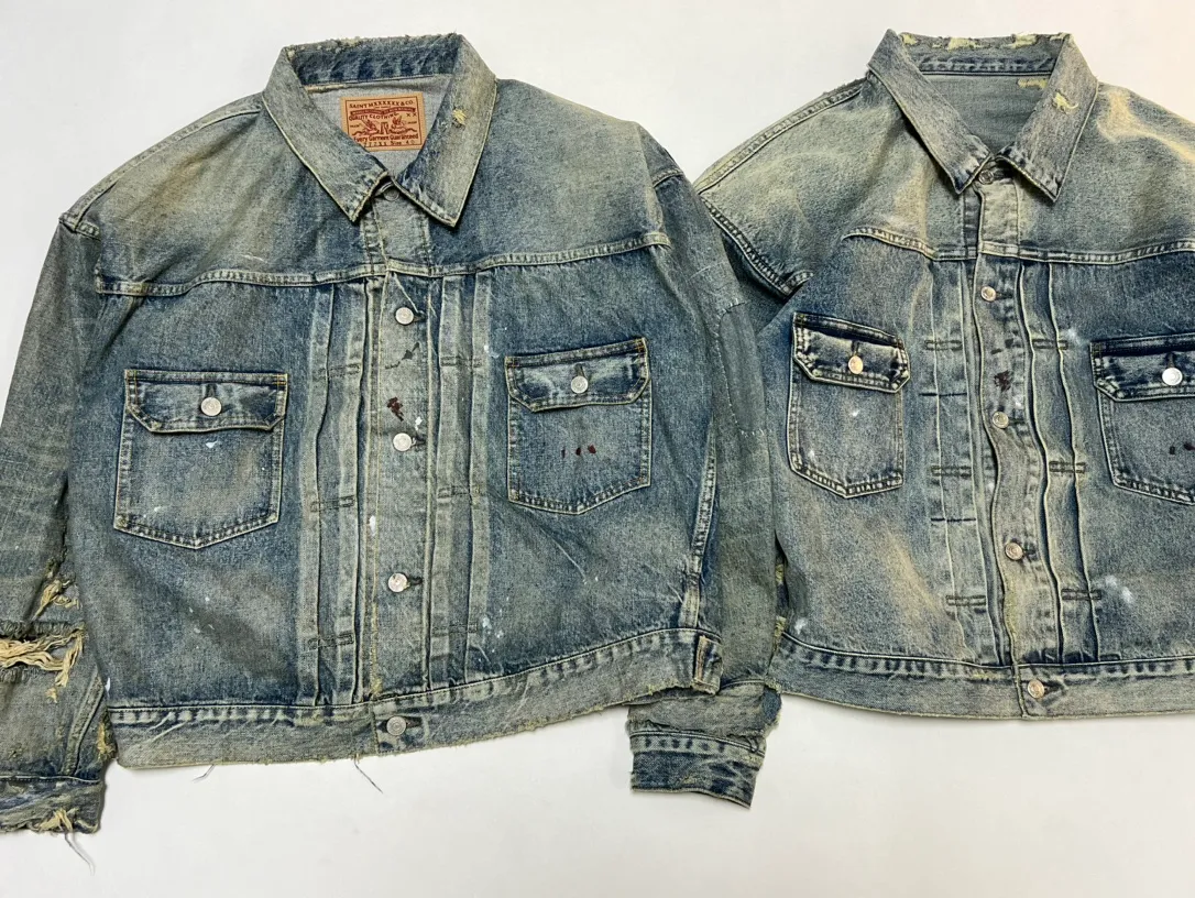 Proofing VS ZP SAINT MICHAEL x BERBERJIN BJ_DENIM JACKET/DAMAGE/BLU Latest BBJ joint model destroyed distressed ripped denim jacket heavy wash water SM destroyed denim jacket washed water blue S-XL